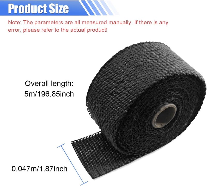 BDZMC 2" x 16 Ft Motorcycle Exhaust Heat Wrap Roll, Exhaust Manifold Heat Wrap Fiberglass Heat Shield Tape, Car Exhaust Tube Thermal Wrap Tape with 10 Stainless Locking Ties - Image 2